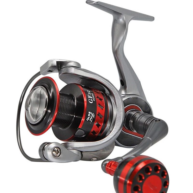 狼王鱼线轮纺车轮渔轮全金属斜口线杯海竿轮抛竿轮高尔夫 2000型