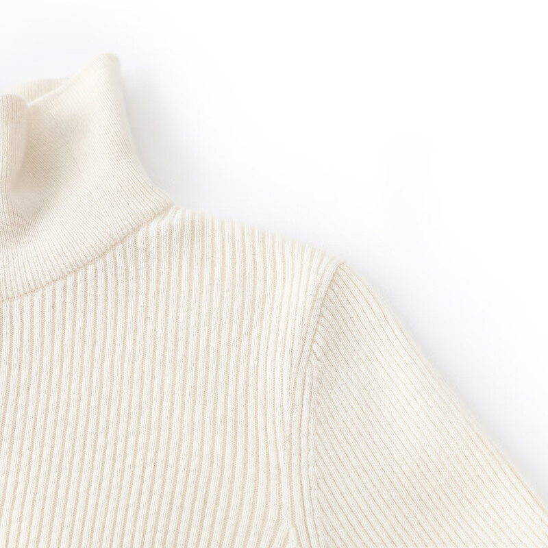 恒源祥弹力修身羊毛衫女秋季新款拉链翻领套头毛衣休闲纯色内搭针织衫女 奶白色 165/88A/M