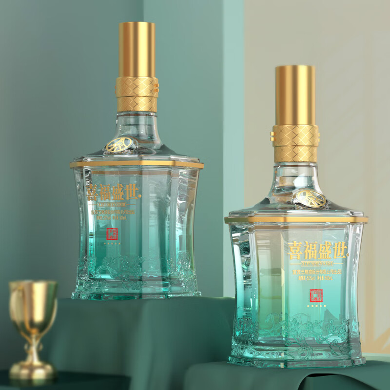 五粮液股份出品 官方授权 浓香型优级白酒 喜福盛世 52度 500mL 2瓶 梅兰竹菊双支
