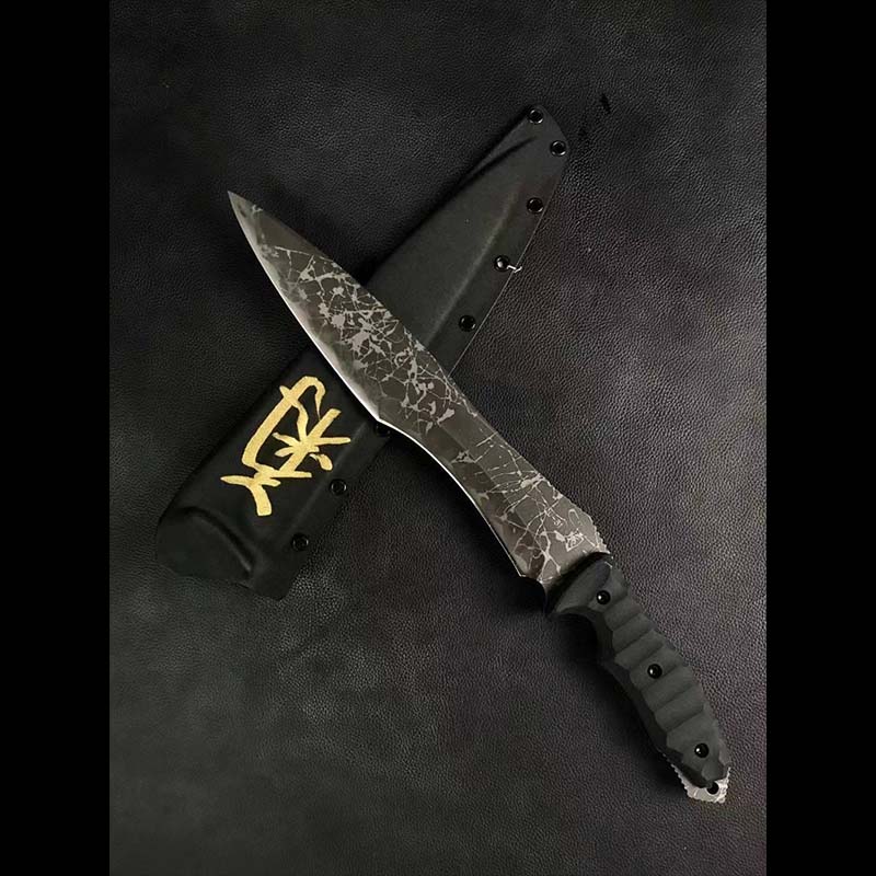 雨轩户外松田菊男龍牙 酸洗ou31刀身g10手柄 野营便携求生刀收藏送礼