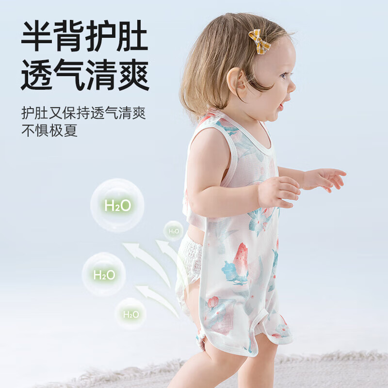 贝肽斯婴儿连体衣新生儿夏季衣服儿童夏装护肚防着凉宝宝肚兜背心 夏日西瓜 66cm