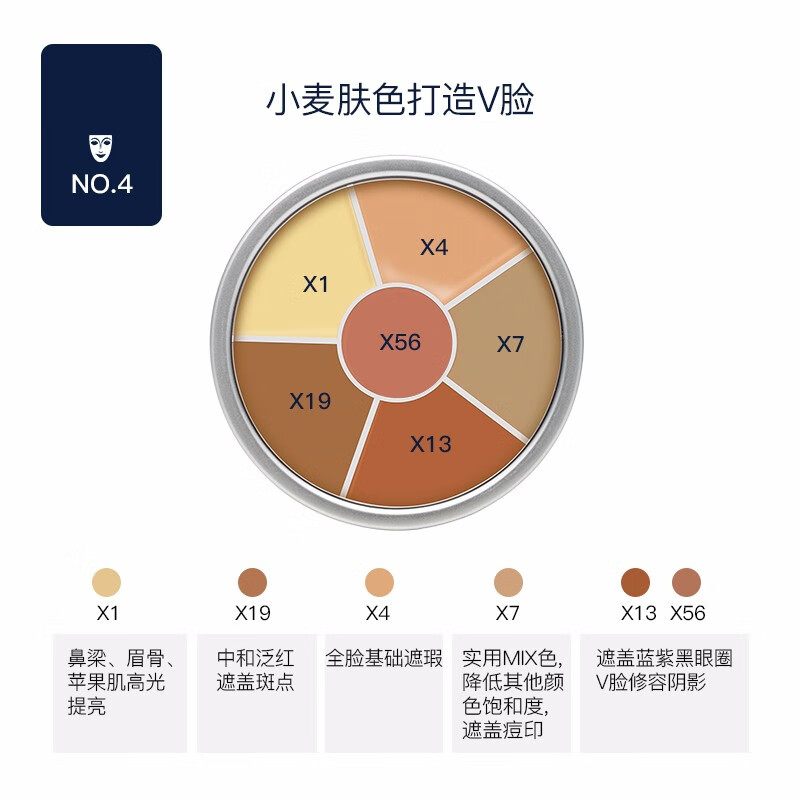 KRYOLAN面具魅影六色遮瑕膏遮瑕盘遮盖痘痘黑眼圈修容圣诞礼物送女友 # Nr.4号色