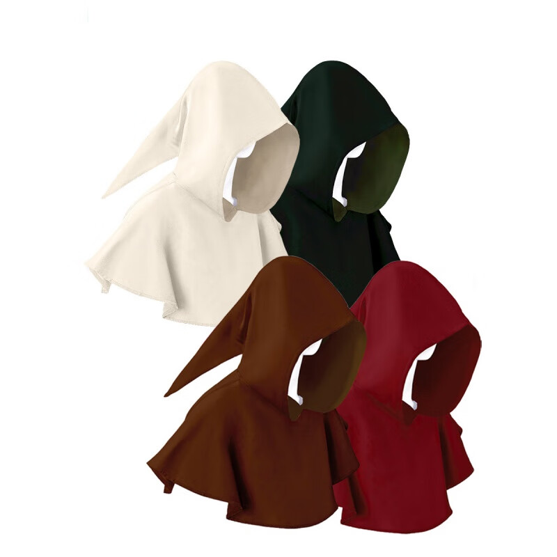 定制中世纪演出服舞台表演服cos披风连帽斗篷万圣节 尖帽短斗篷【黑色