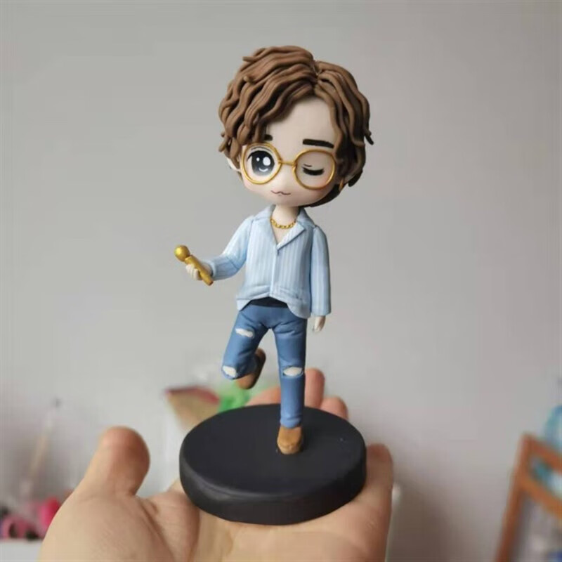 diy轻粘土私人定制款q版人偶人玩偶树脂 弯腿眨眼薛 树脂 拍下发