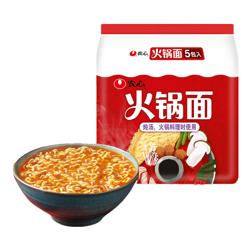 農心火鍋面 純面餅 五連包 100g*5包速食方便面