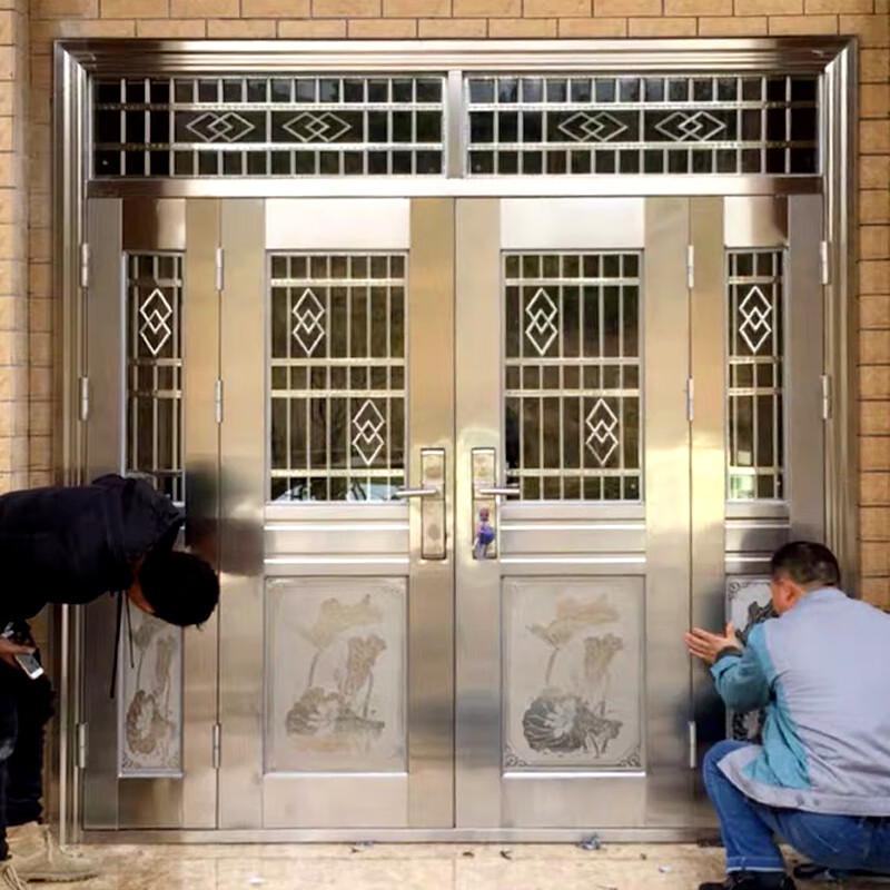 颜莱农村别墅大门304加厚不锈钢门家用防盗门进户门自建房不锈钢单门