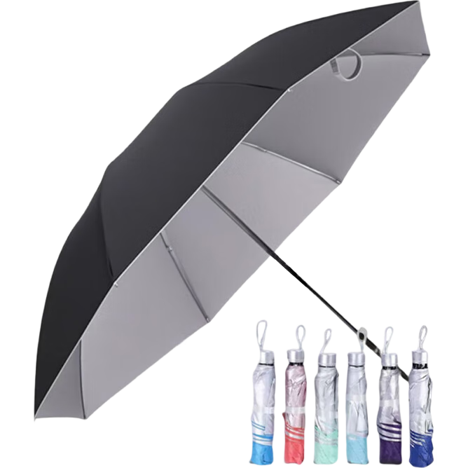 【热销百万】8骨手动折叠黑胶防晒防紫外线遮阳晴雨两用伞 【手动】7骨银胶颜色随机