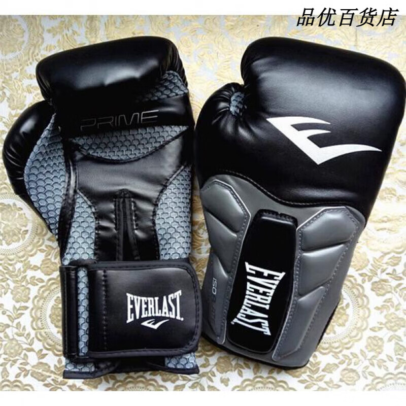 EVERLAST拳擊手套打沙袋搏擊散打泰拳擊手套成人訓練手套 黑色 10oz