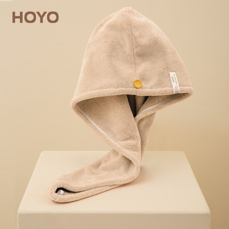 HOYO日本厚柔極絨微米干發(fā)帽 A類(lèi)吸水速干加厚洗頭擦頭干發(fā)毛巾浴帽 加厚-淺駝