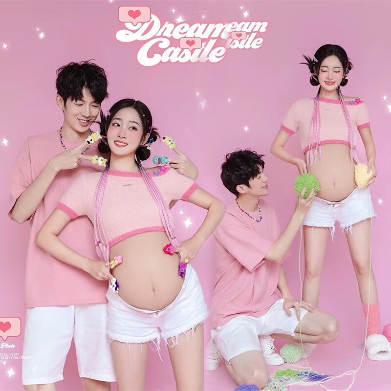 創(chuàng)京懿選孕期拍照衣服孕婦拍照服裝情侶裝影樓雙人夫妻攝影服簡約孕期寫真 a號(hào)男裝+女裝 均碼