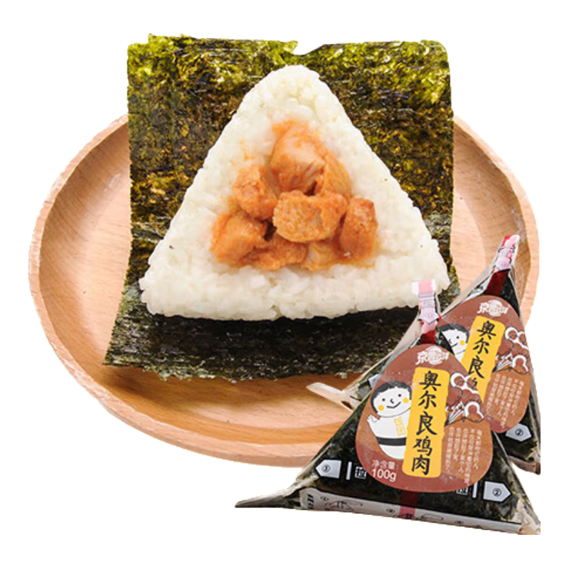 京鲁远洋儿童奥尔良鸡肉风味三角海苔饭团 600g 6枚 半成品早餐 加热即食