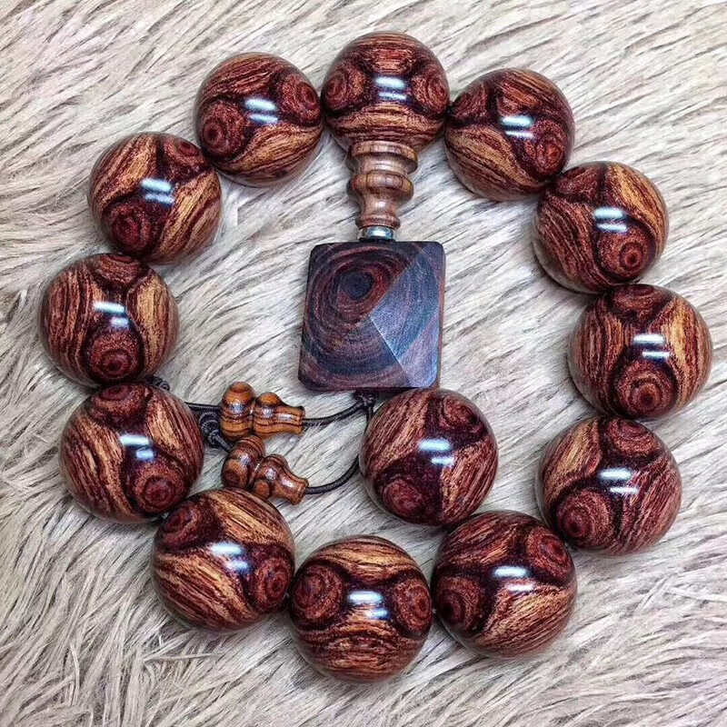 黛莱妮海南手串老料油梨鬼脸鬼眼对眼瘿瘤疤男士木饰念佛珠108颗 收藏