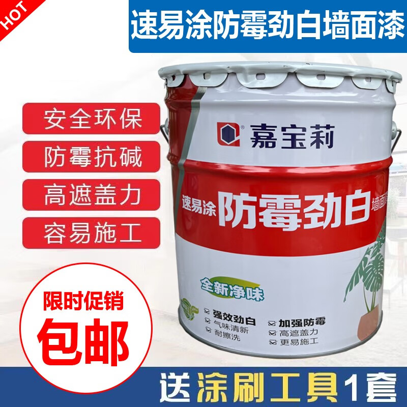 嘉宝莉（CARPOLY）速易涂防霉劲白内墙漆家用净味墙面漆环保水性油漆涂料白色 22KG嘉宝莉内墙漆白色送工具