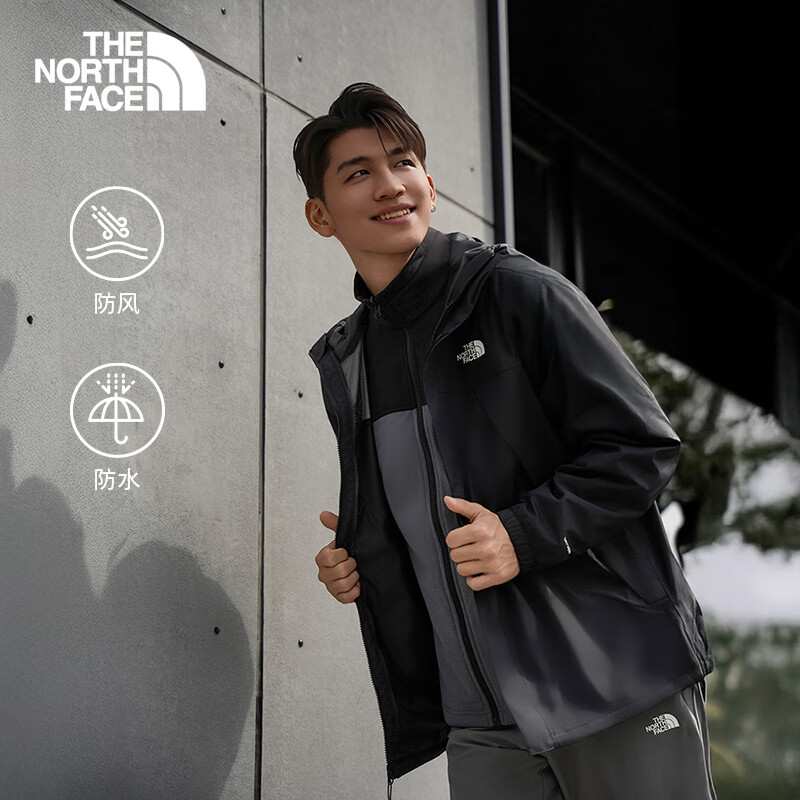 北面（The North Face）品秒三合一冲锋衣男软壳内胆户外运动防水百搭保暖外套秋冬款 8UR/宇宙黑 S /165/84