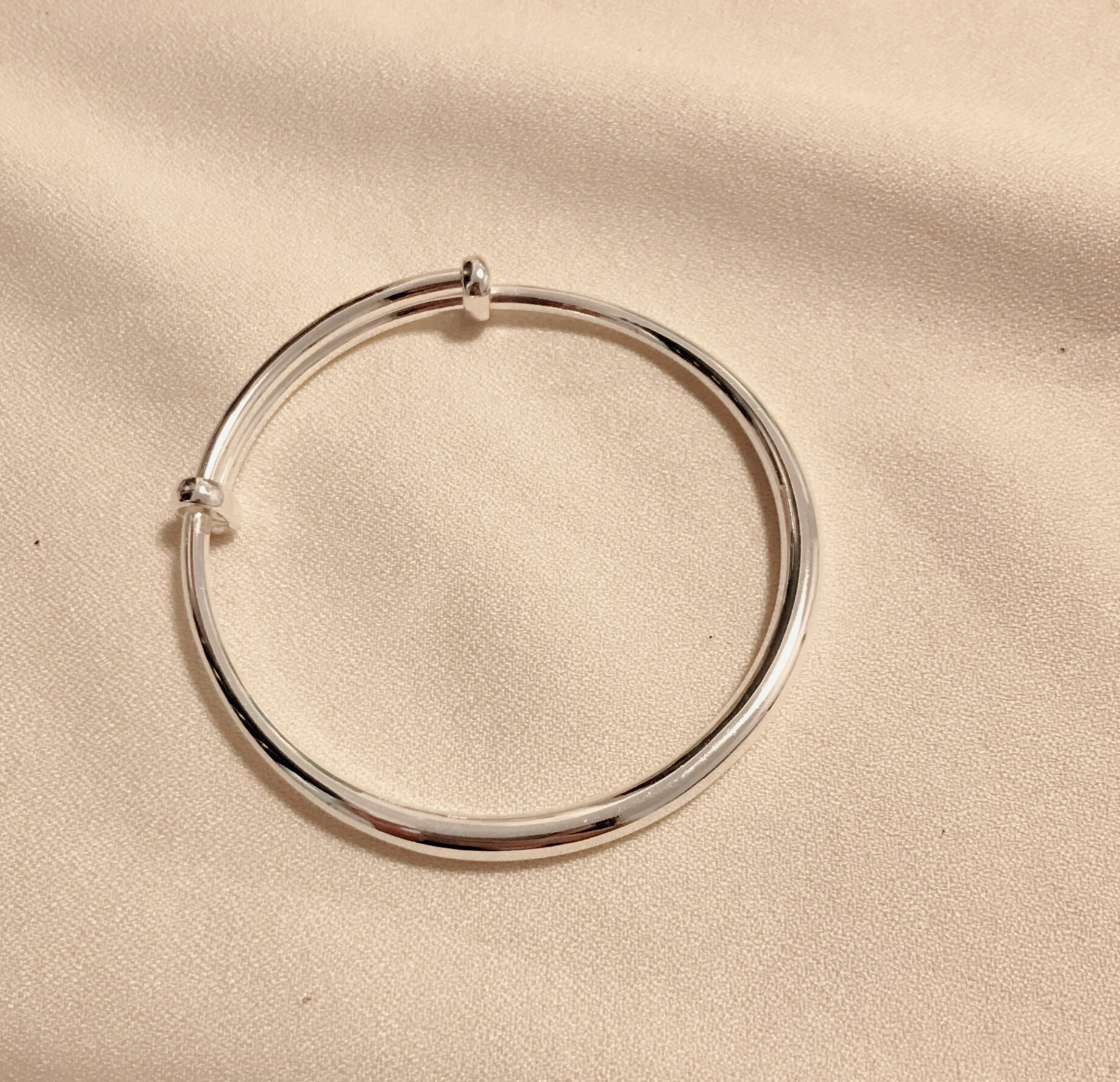 恋柯999银饰足银光圈手镯女 简约清新气质礼物 送女饰女友 20克