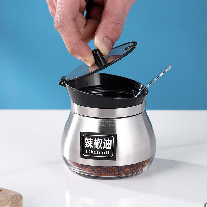 好帮手醋壶油瓶辣椒罐套装餐厅专用商用调料瓶罐酱油醋瓶罐子 260ml罐不锈钢+230ml瓶不锈钢+托 3件套