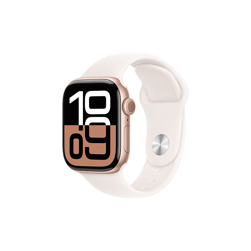 【99成新】Apple/苹果 Watch Series 10 智能手表GPS款42毫米玫瑰金色铝金属表壳淡桃粉色运动型表带S/M MX1R3CH/B