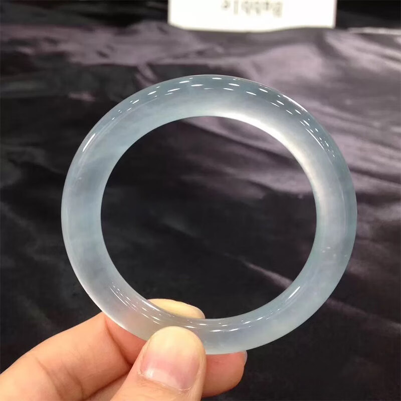 goyn翡翠手镯糯冰种白月光玉手镯 翡翠手镯冰种阳绿a货细条少女款