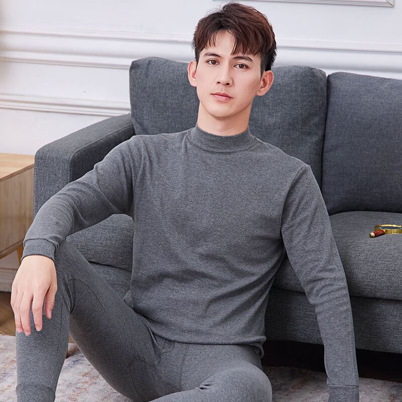 【品牌服饰】衬衣衬裤套装男纯棉秋衣秋裤男土线衣线裤棉毛衫薄款保暖