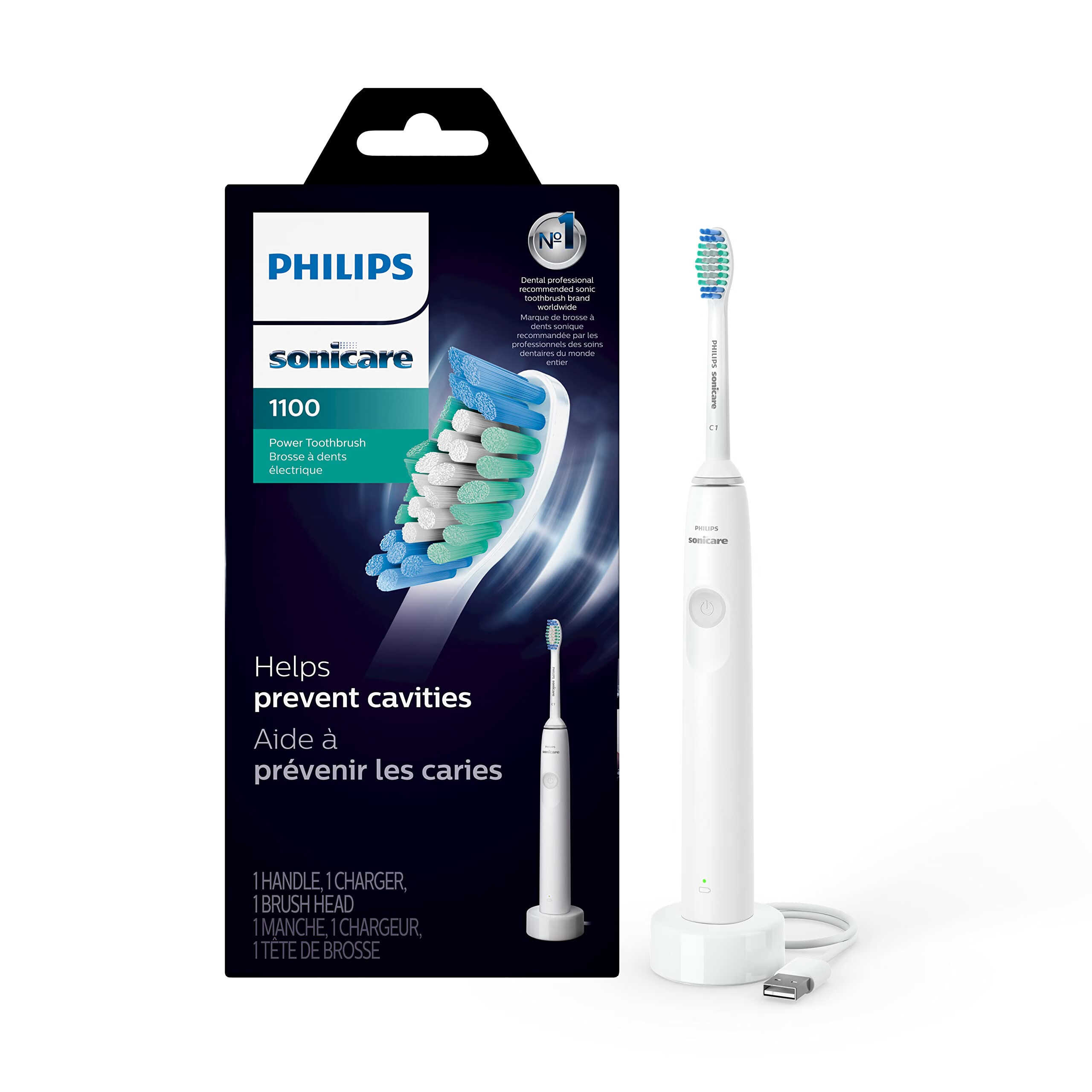 Philips Sonicare ������ 1100 ���˵綯��ˢ ������� 14������ �ճ���ǻ��� �������� ������/Ů�� HX3641/02