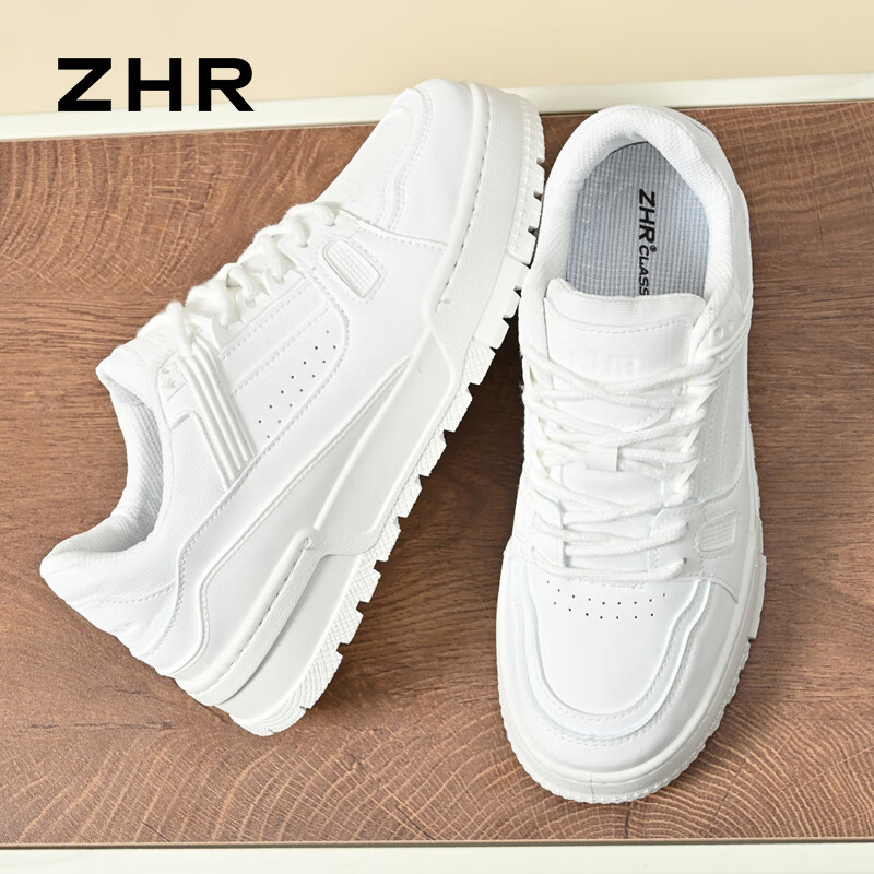 ZHR 则则男鞋【经典配色】新款运动休闲鞋男低帮厚底舒适板鞋百搭小白鞋 白色 41