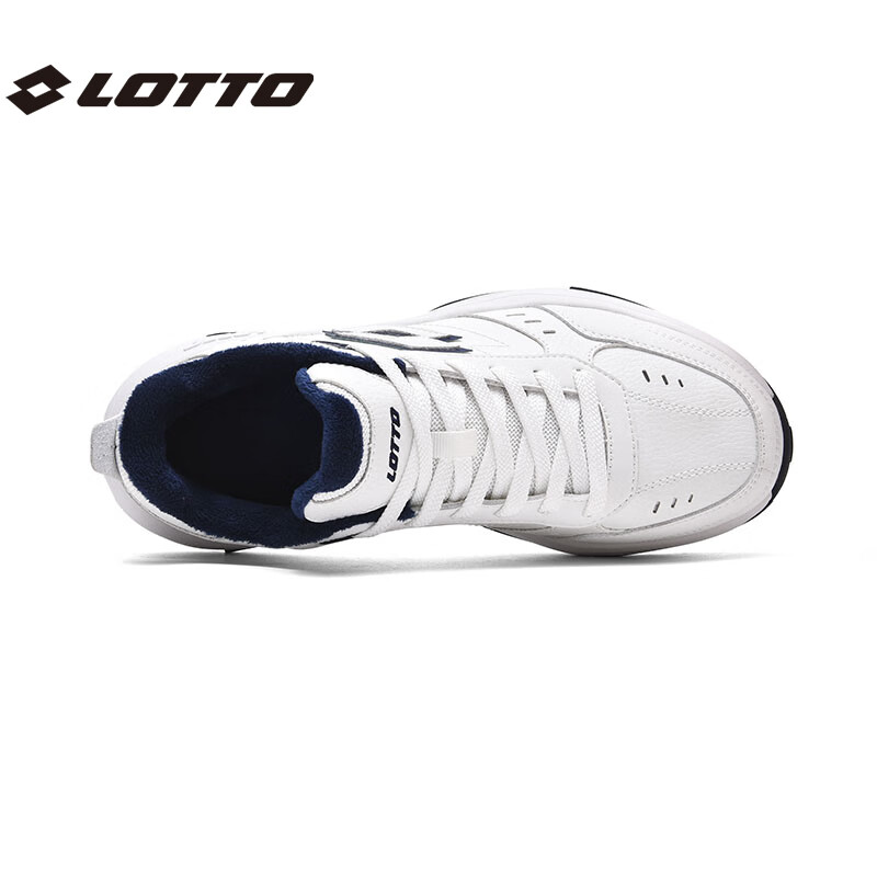 乐途（LOTTO）运动鞋男鞋春冬官方皮面男士跑步鞋防滑耐磨百搭网球休闲鞋子 白蓝色加绒（男款） 40