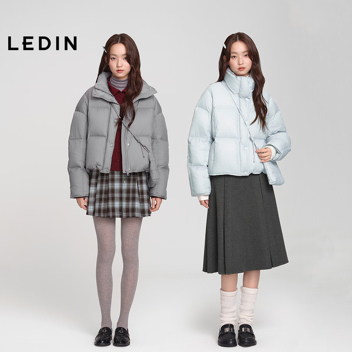 乐町轻柔羽绒服女装25冬季搭包包外套C1ACF4315 蓝1 S