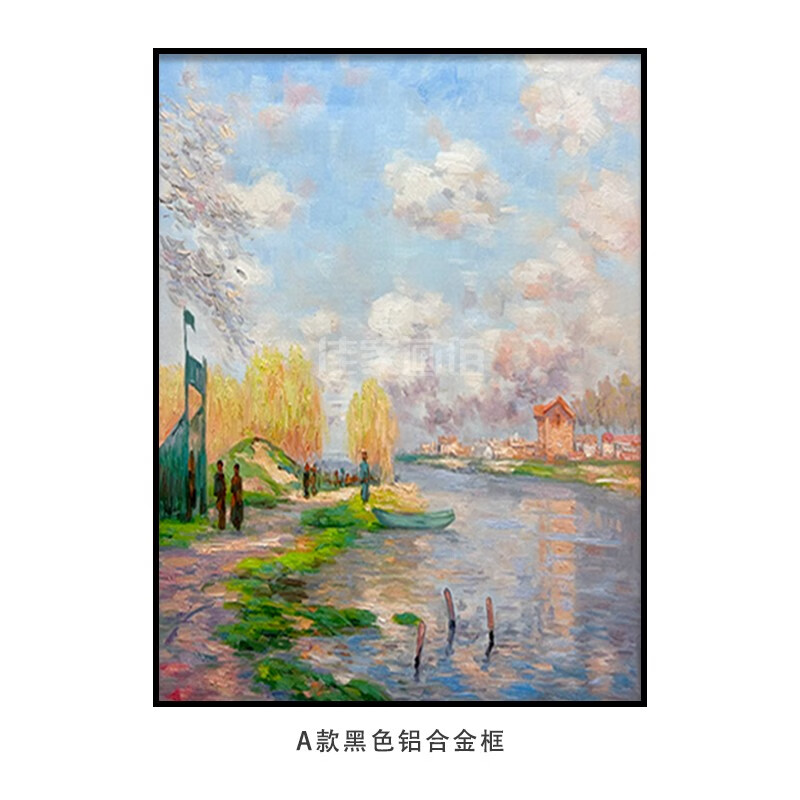 彩象【高端油画】手绘油画莫奈塞纳河畔的春天玄关装饰画餐厅挂画现代