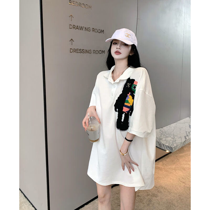 烨聆长款t恤女遮臀搭配鲨鱼裤大码胖妹妹夏季新款遮肚欧洲站女装200斤