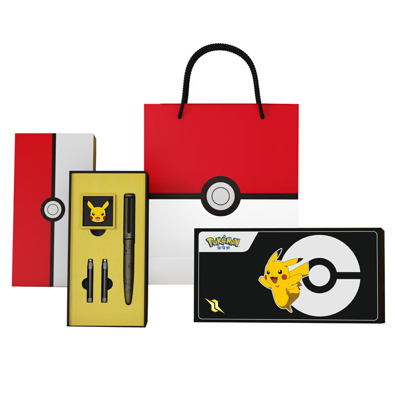 毕加索(Pimio)钢笔987皮卡丘精灵宝可梦联名钢笔礼盒套装学生练字钢笔生日开学毕业季礼物钢笔套装 炫黑皮卡丘精灵宝可梦套装（配套礼盒礼袋）