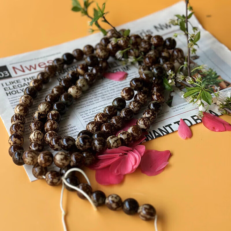 花菩提子手珠带皮雕刻莲花手链多宝菩提籽饰品 小花菩提根手串通货1