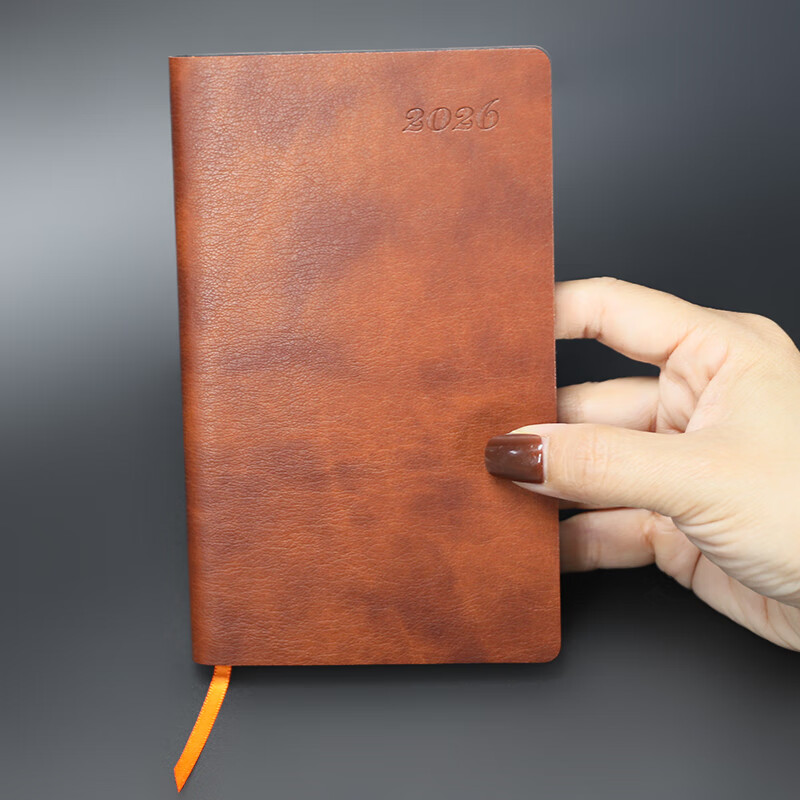 记忆印象 2026年效率手册 日程本小本子 口袋工作笔记本子记事本效率手册计划手帐软面抄定制logo 日晒棕