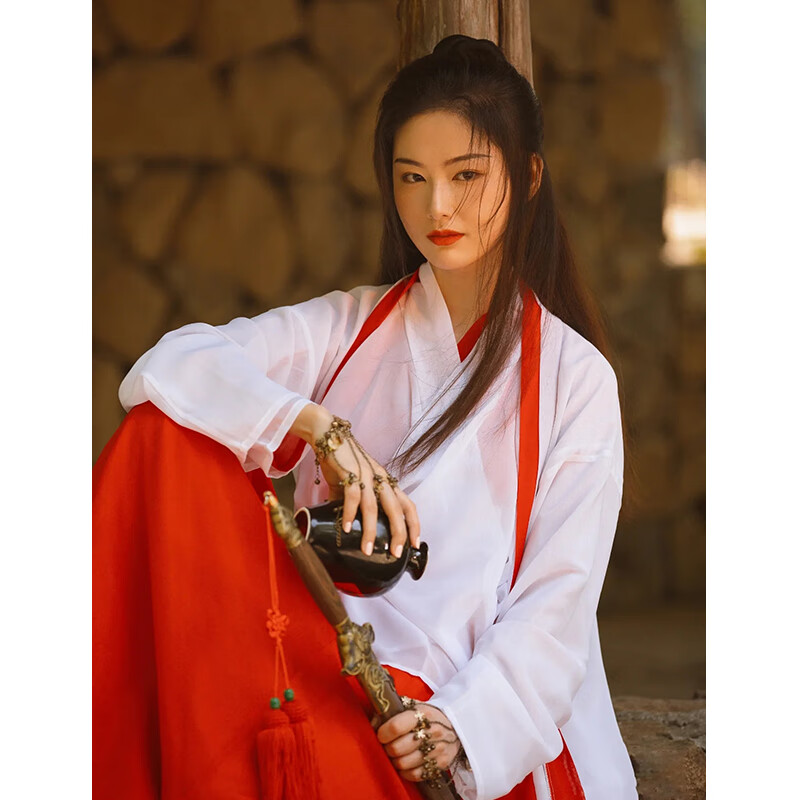 改良汉服大漠红衣武侠侠女风超仙气古风飘逸紫霞仙子同款古装夏款