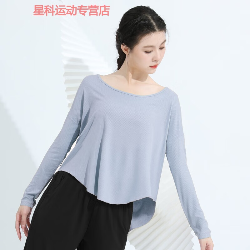 亞晨詩麗舞蹈服古典舞練功服女形體服上衣中國舞服裝現(xiàn)代舞莫代爾長袖春夏 霧霾藍 XL