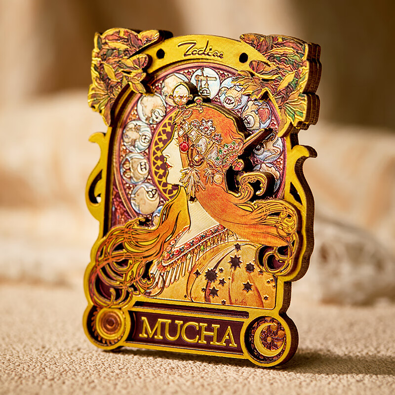 穆夏黄道十二宫木质冰箱贴 文创礼品 节日创意礼物 艺术冰箱贴 【中商文创】