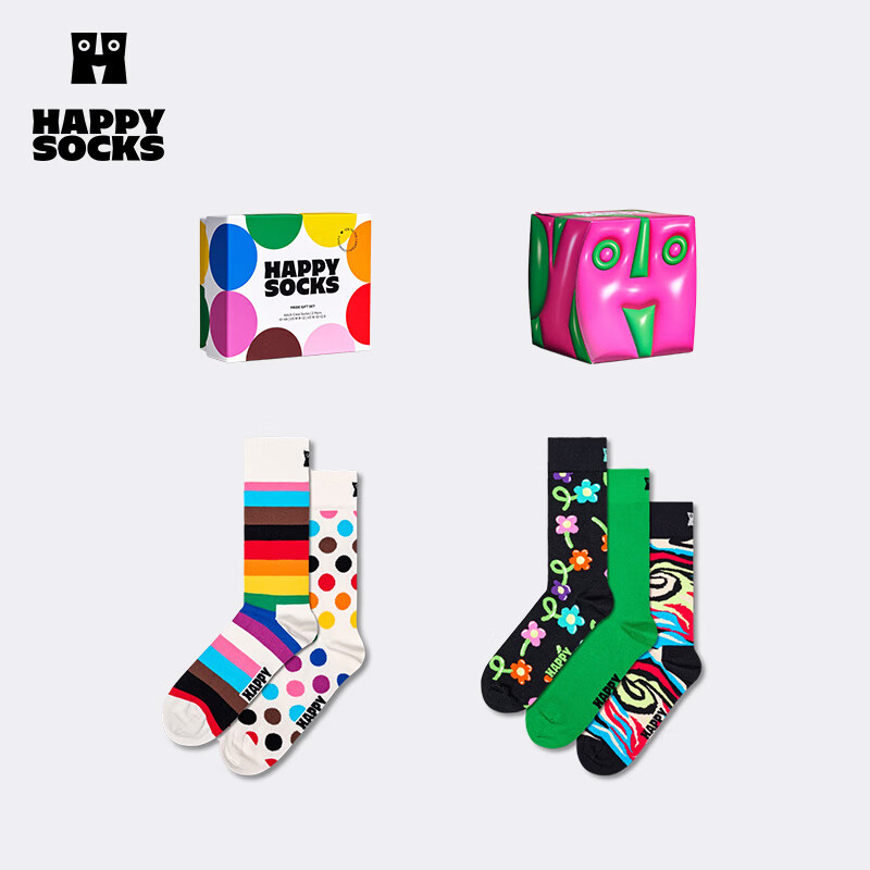 Happy Socks【新品】Happy Socks可爱袜子多巴胺中筒袜袜子女ins潮礼盒多双装 骄傲 2双 M 36-40