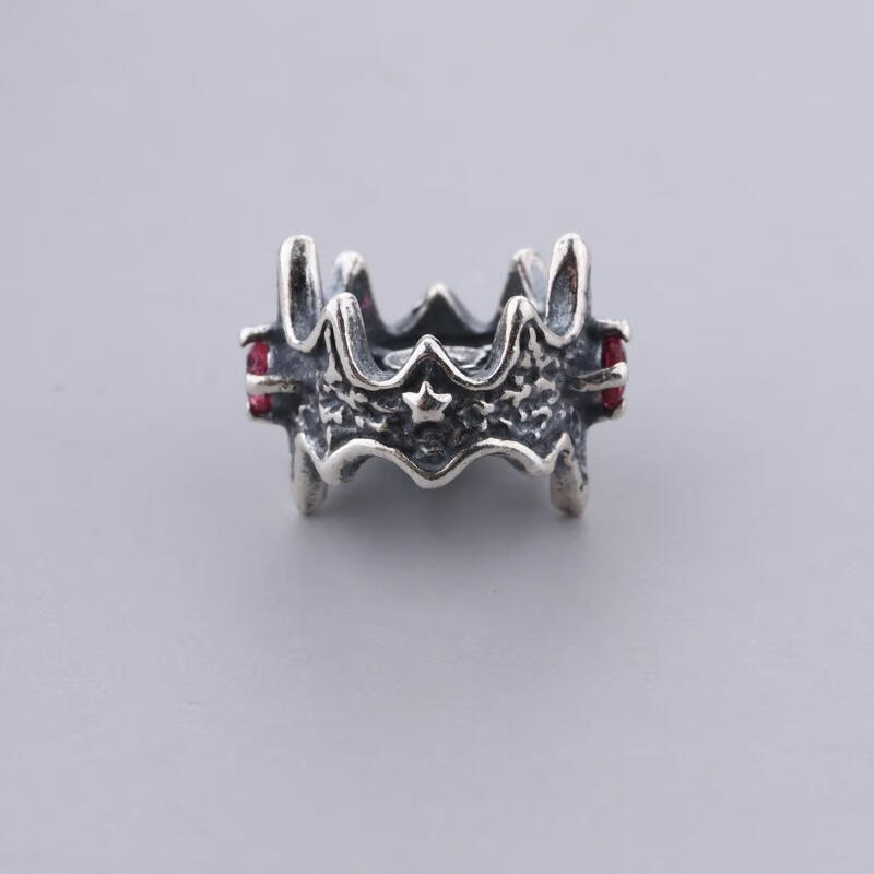 永红旺s925银手工夜皇冠镶钻卡环隔片diy文玩菩提手串隔环配饰配件 夜