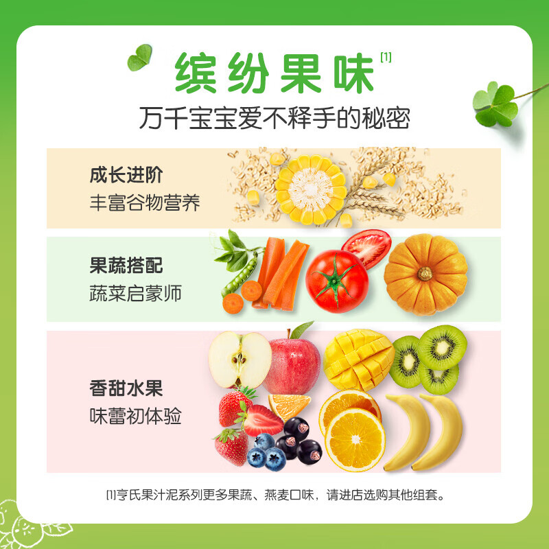 亨氏宝宝果泥苹果蓝莓儿童水果泥婴儿辅食果泥吸吸乐鲜果泥 【26年新日期 】草莓+蓝莓 120G*5袋