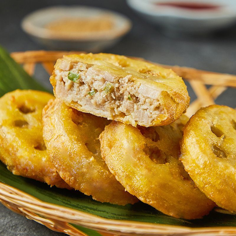 王上严选香脆藕盒800g油炸即食家庭装网红冷冻半成品可空气炸锅加热