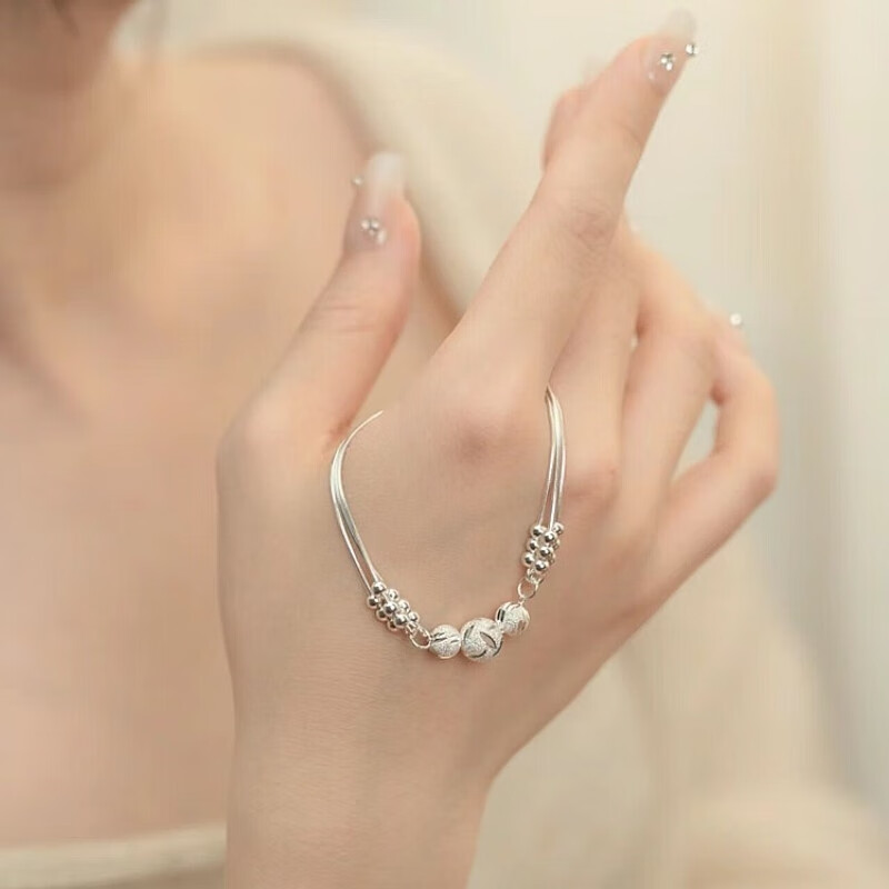 三生三世纯银手链女款银手镯转运珠2025新款520情人节礼物送女友 足银三生三世转运珠手链