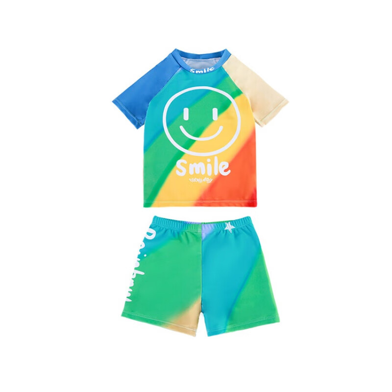 哈兜儿男童泳衣套装儿童分体泳装泳裤小童宝宝海边游泳衣夏装潮 彩色