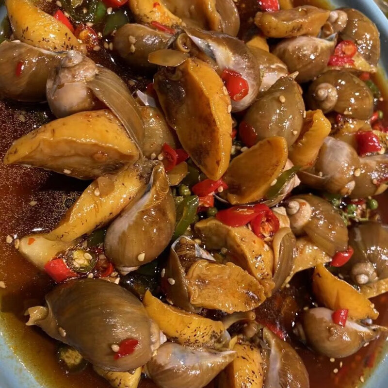 顺丰即食麻辣鲍螺开盒即食熟冻黄金鲍螺黄海珍珠鲍鱼螺老婆脚 2盒辣炒老婆脚