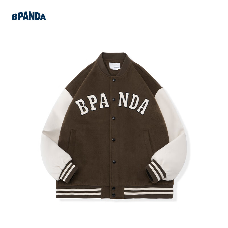 熊貓·本（ben.panda）春季新款棒球服男夾克上衣多穿日系潮牌拼色寬松情侶休閑外套 駝咖色（B款） XL