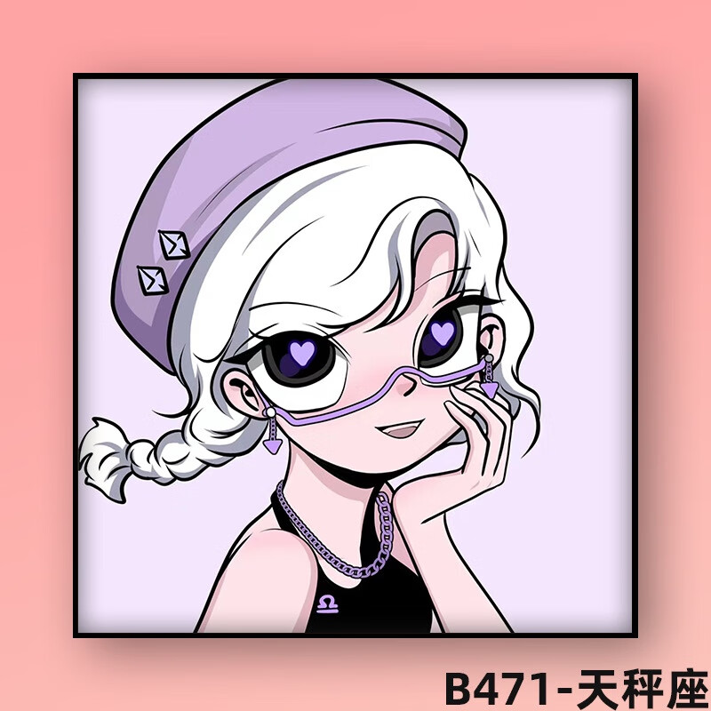 十二星座女孩数字油画丙烯画手工diy填充手绘填 天秤座 60*60实木内框