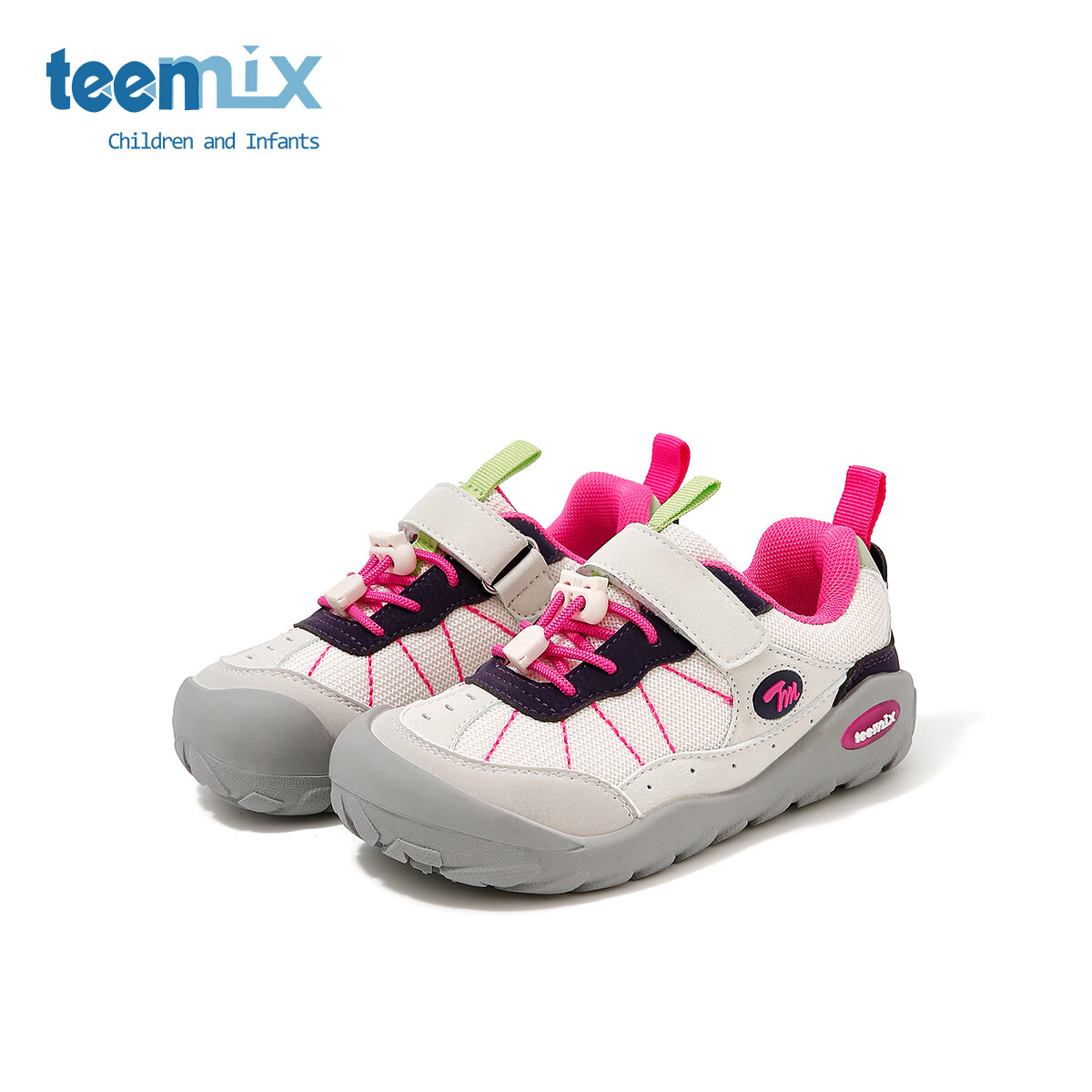 天美意2025秋冬季新款童鞋魔术贴运动跑步鞋中大童男女宝宝鞋子潮 慕斯粉 37