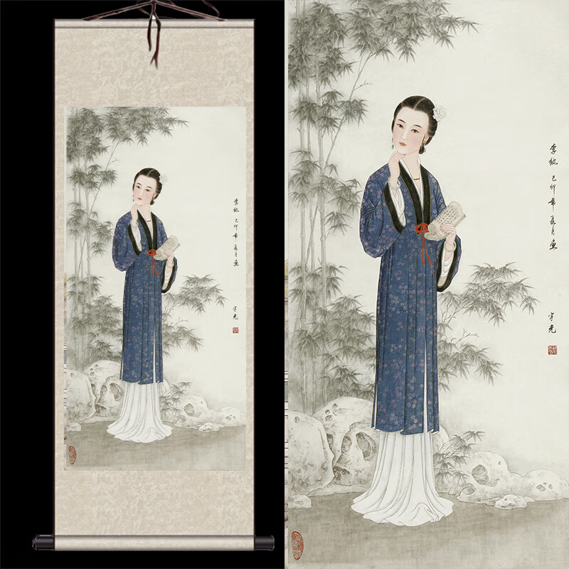 红楼梦金陵十二钗画像林黛玉薛宝钗宿舍书房茶楼客厅卧室装饰挂画 30*