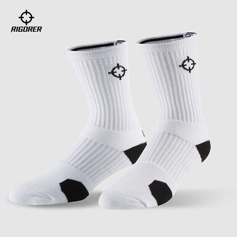 准者篮球袜子男运动休闲袜抗菌干爽吸汗加厚毛巾底专业级精英中筒袜子 升级【莱卡+抗菌】黑蓝白装 3双