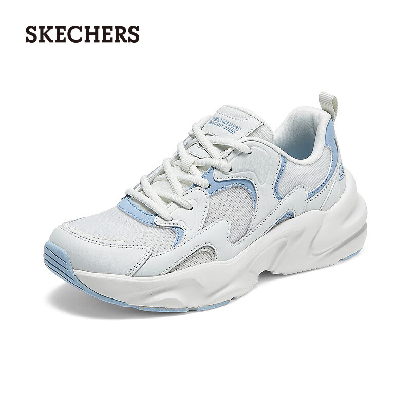 斯凯奇（Skechers）男士老爹鞋小白鞋休闲鞋女运动鞋117364 浅灰色/蓝色/LGBL 36