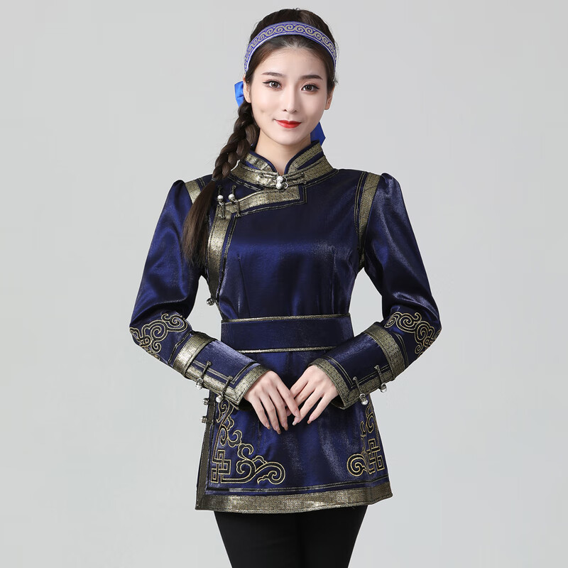 丝坊蒙古族服装女装冬季秋冬高端蒙古装民族风歌手舞台表演饰常蒙古袍
