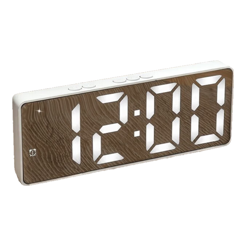 微光里鬧鐘學(xué)生專用起床神器LED鏡面電子鬧鐘插電使用大屏幕數(shù)字鐘 LED電子鬧鐘【白色-銀色鏡片】